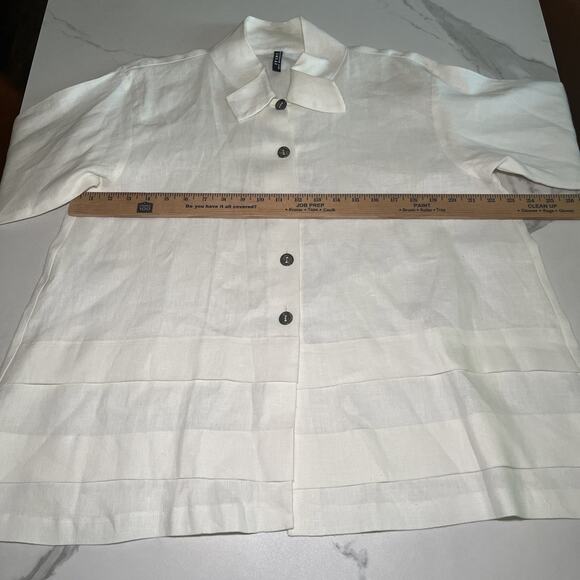 Itemz Chris Baumgartner Linen Blouse Tunic Ivory One Size Fits Most Lagenlook EC - Picture 4 of 11